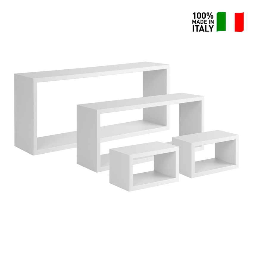 Set of 4 Modern Floating Cube and Rectangular Shelves Merlino — 3
