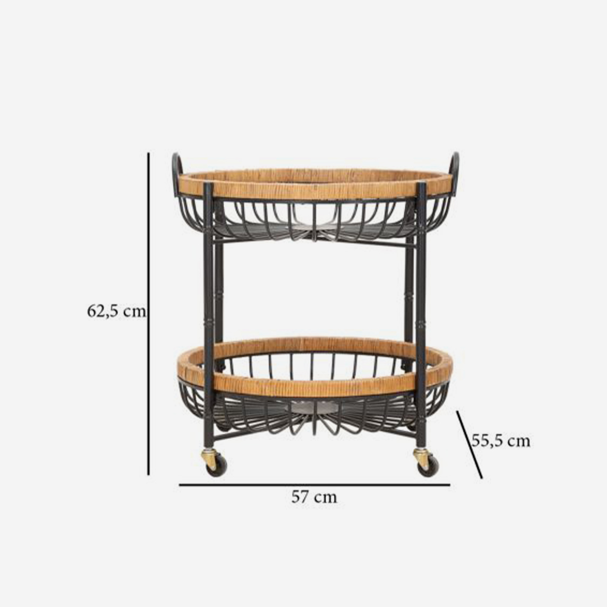 Cebu Round Storage Trolley with Double Basket and Wheels — 3