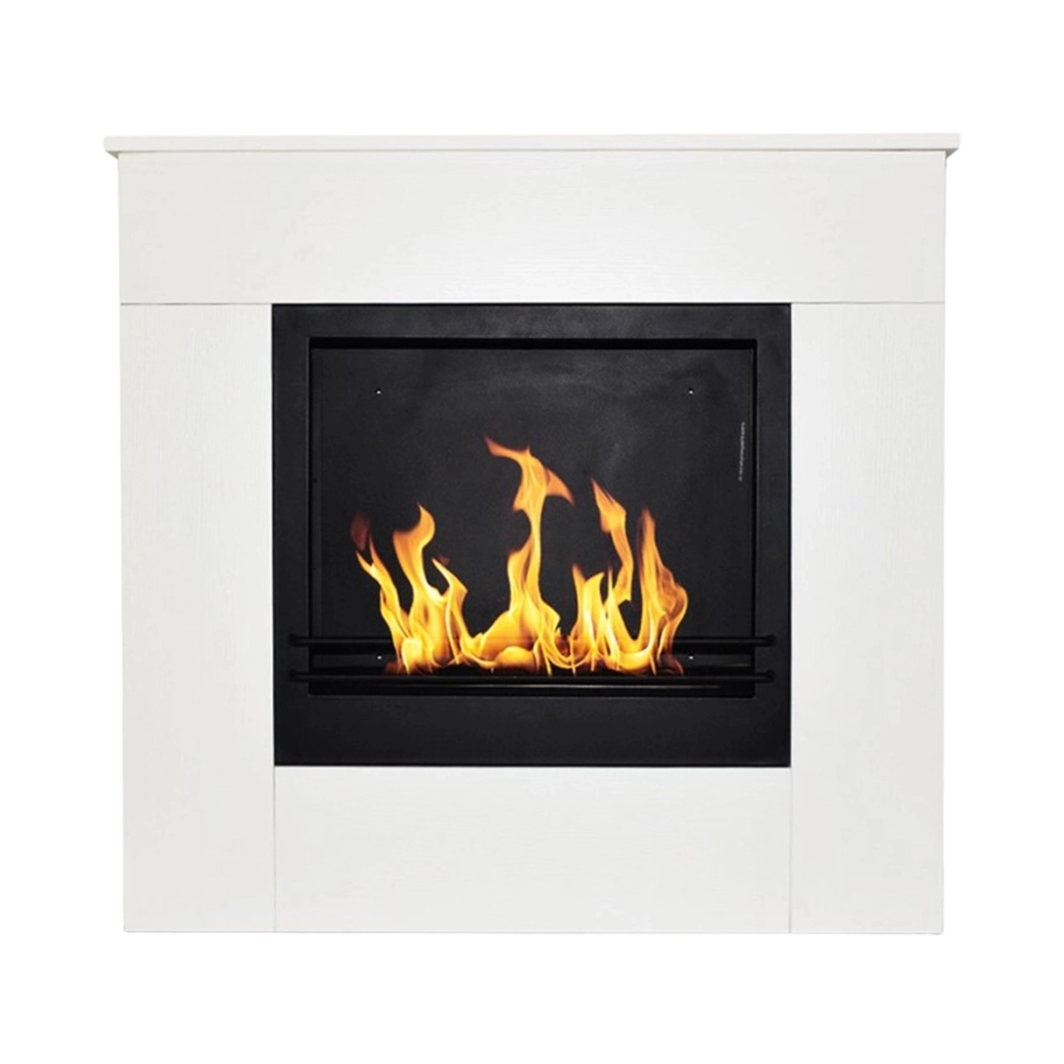 Divina Fire Michelangelo freestanding bioethanol fireplace white wood frame — 6