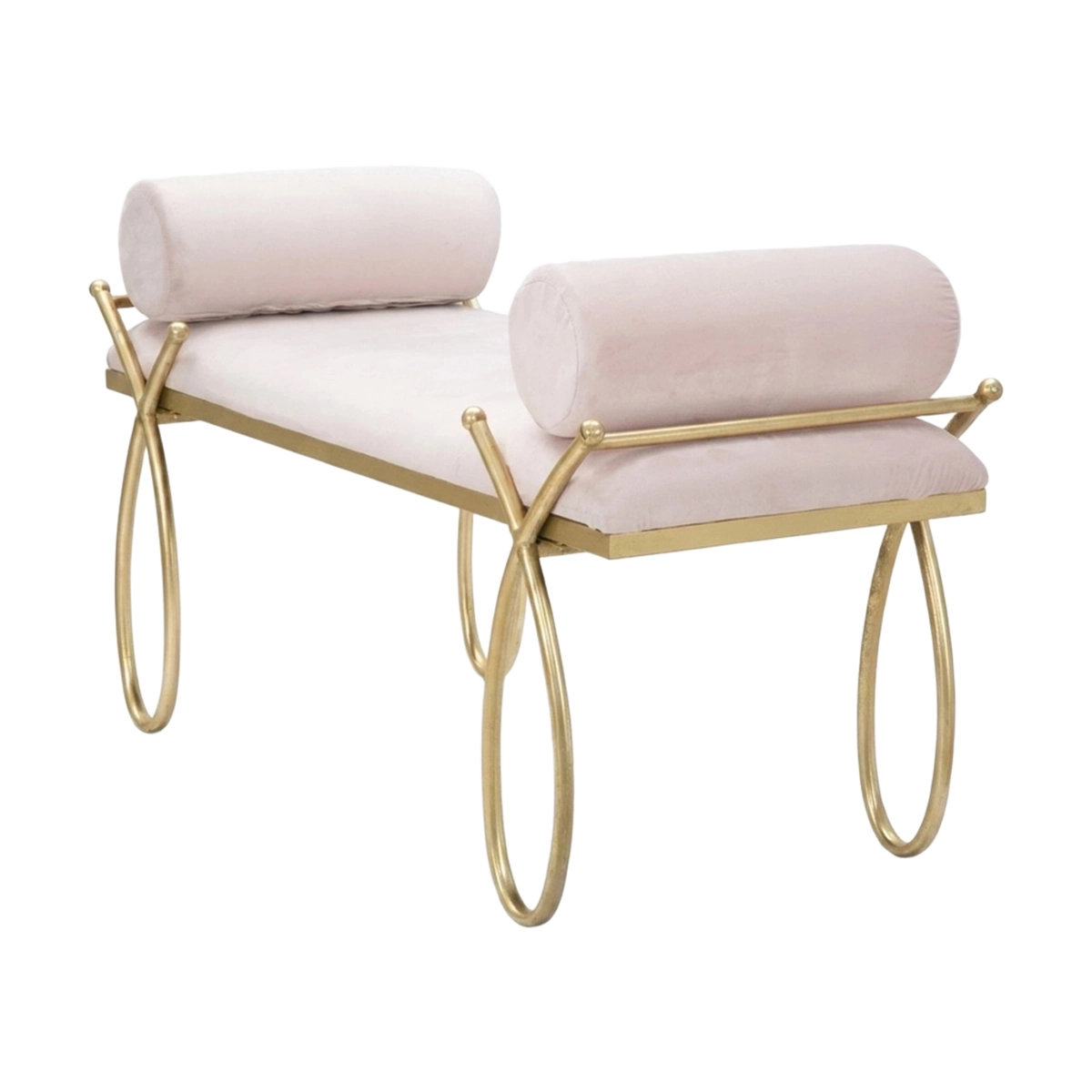 Mauro Ferretti Ribbon Velvet Upholstered Bench with Cushions — 3