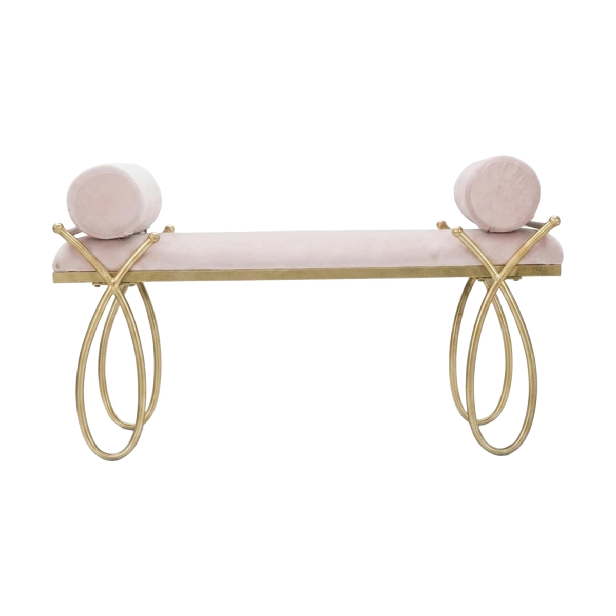 Mauro Ferretti Ribbon Velvet Upholstered Bench with Cushions — 4