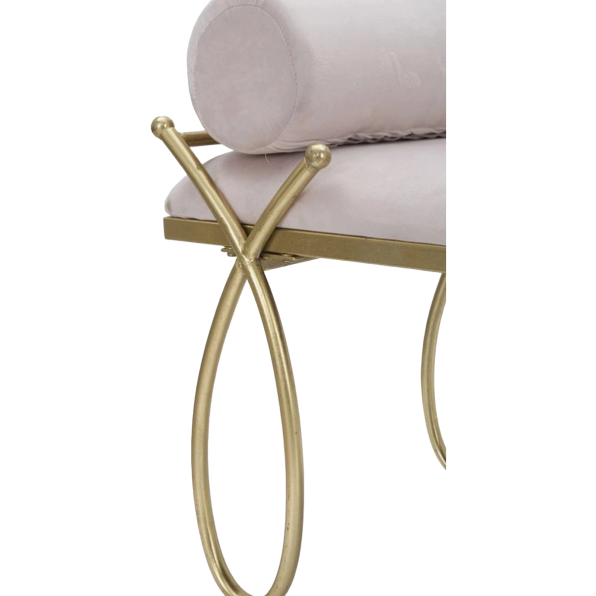 Mauro Ferretti Ribbon Velvet Upholstered Bench with Cushions — 6