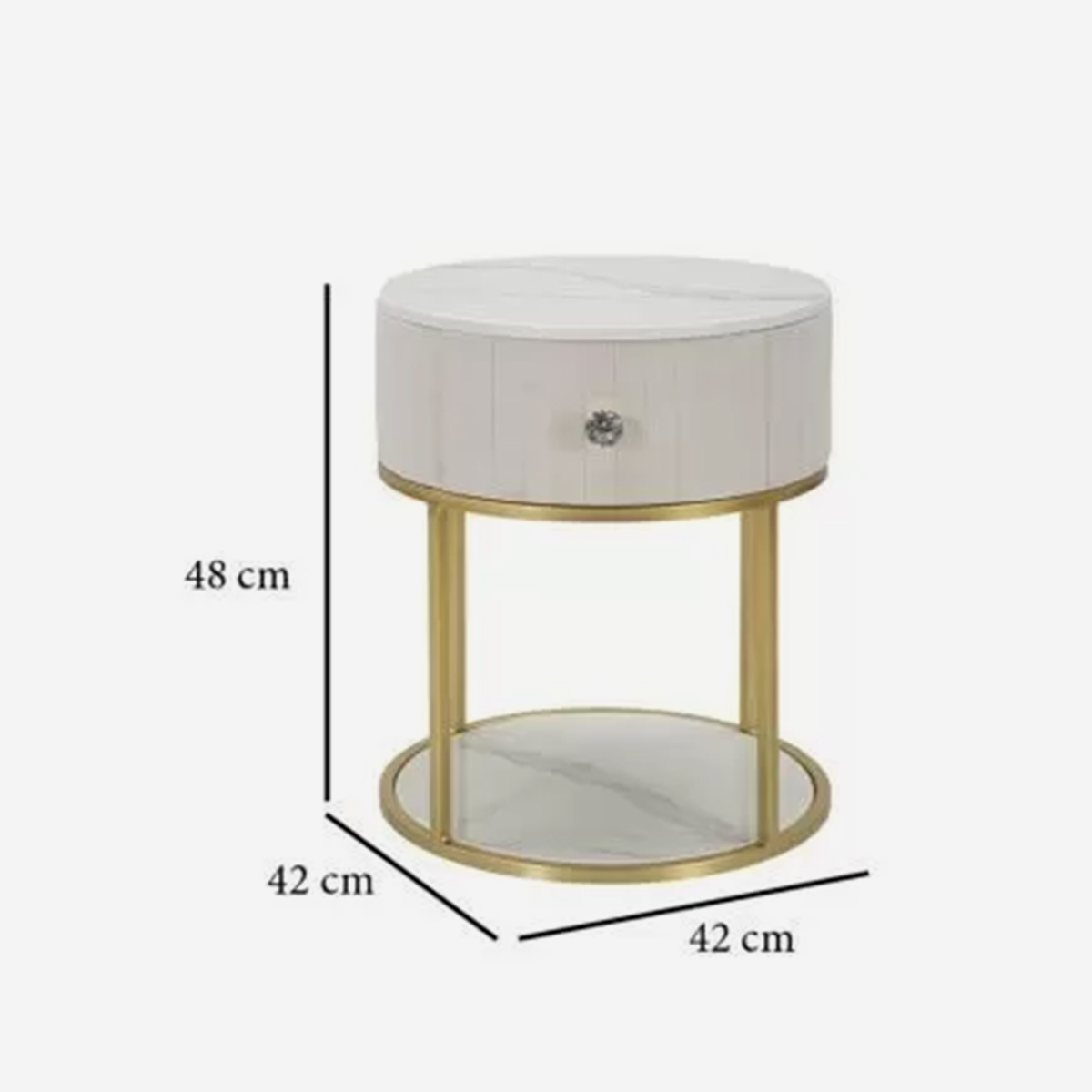 Montpellier Round Bedside Table with Drawer and Shelf — 5