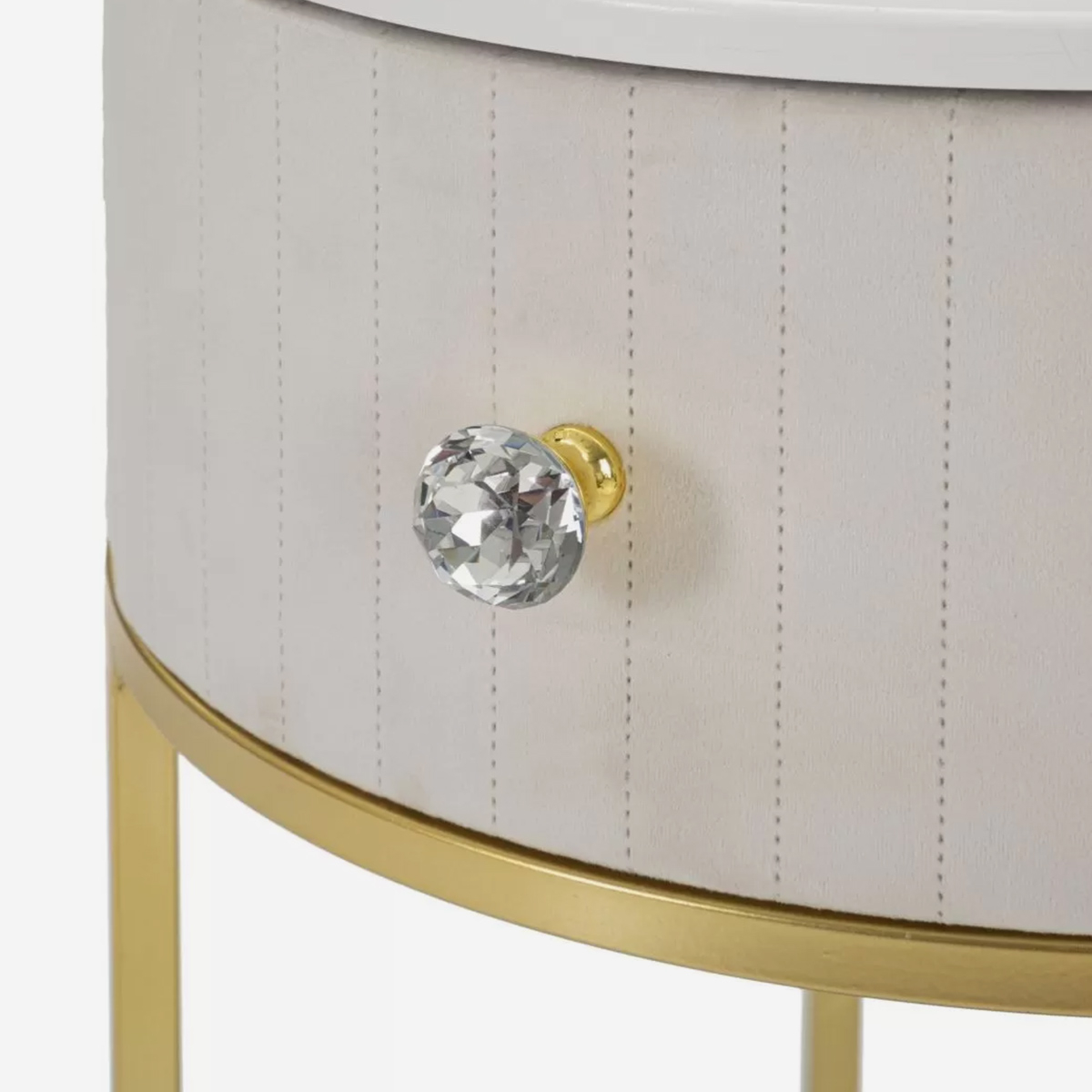 Montpellier Round Bedside Table with Drawer and Shelf — 4
