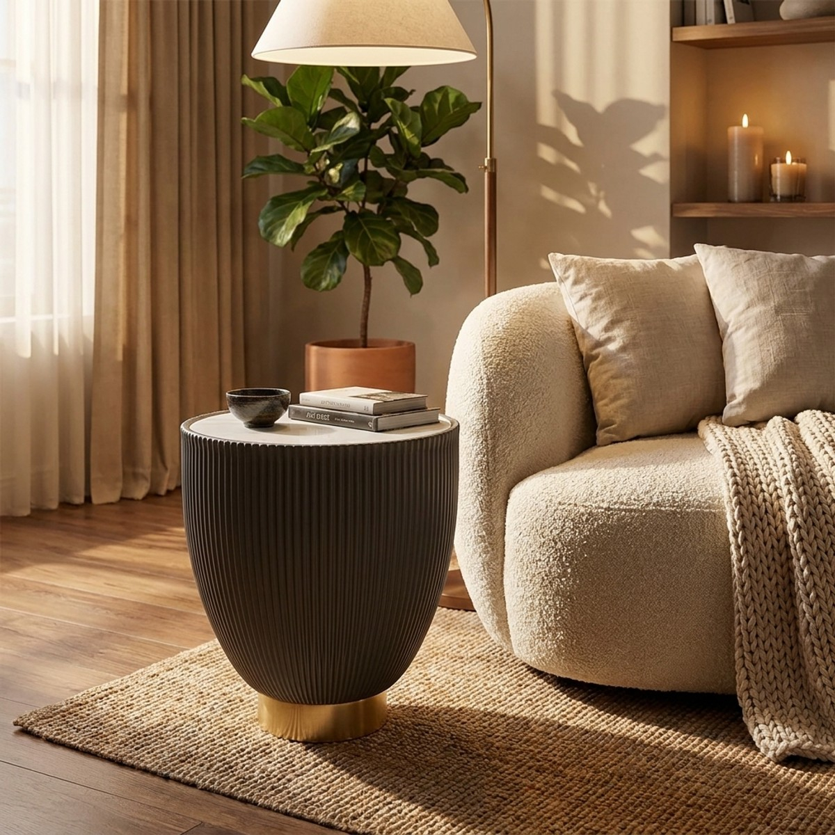 Round Marble Effect Coffee Table Elge 46 — 2