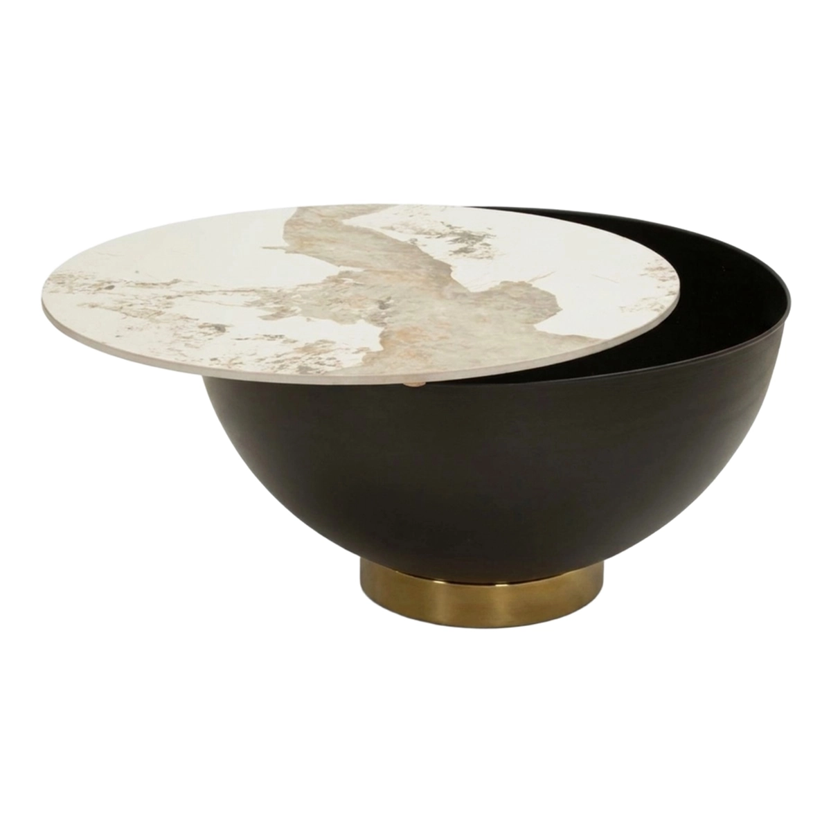 Glam Coffee Table with Storage in Ceramic and Metal Mauro Ferretti — 3