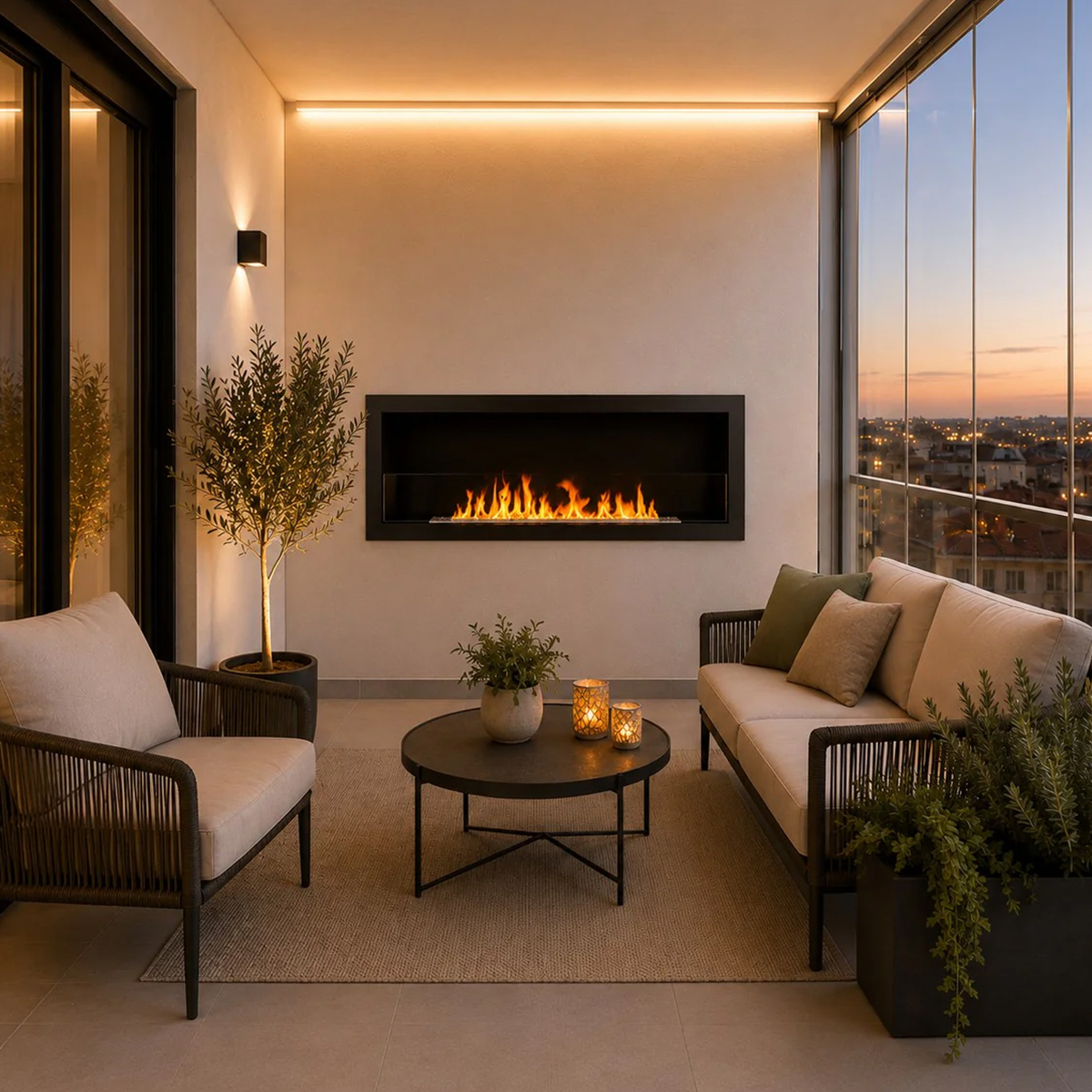 Recessed Wall Bioethanol Fireplace 150x45 Divina Fire Furore 150 — 2
