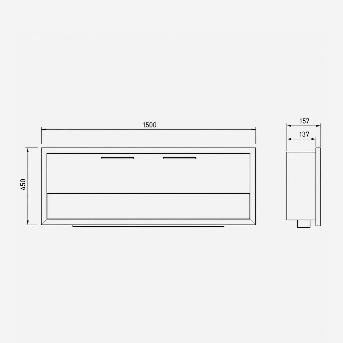 Recessed Wall Bioethanol Fireplace 150x45 Divina Fire Furore 150 — 8