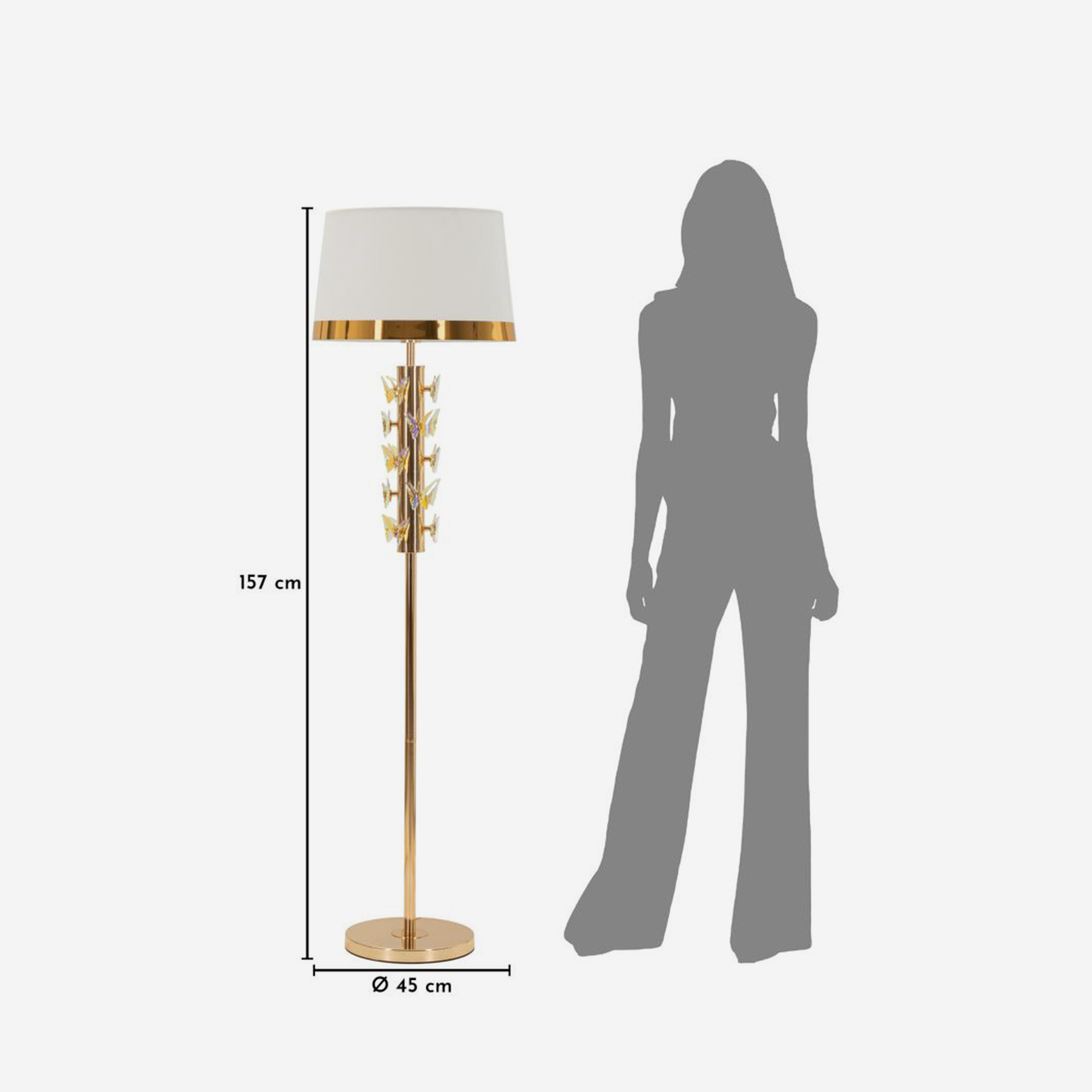Butterfly Floor Lamp in Metal and Fabric Mauro Ferretti — 3