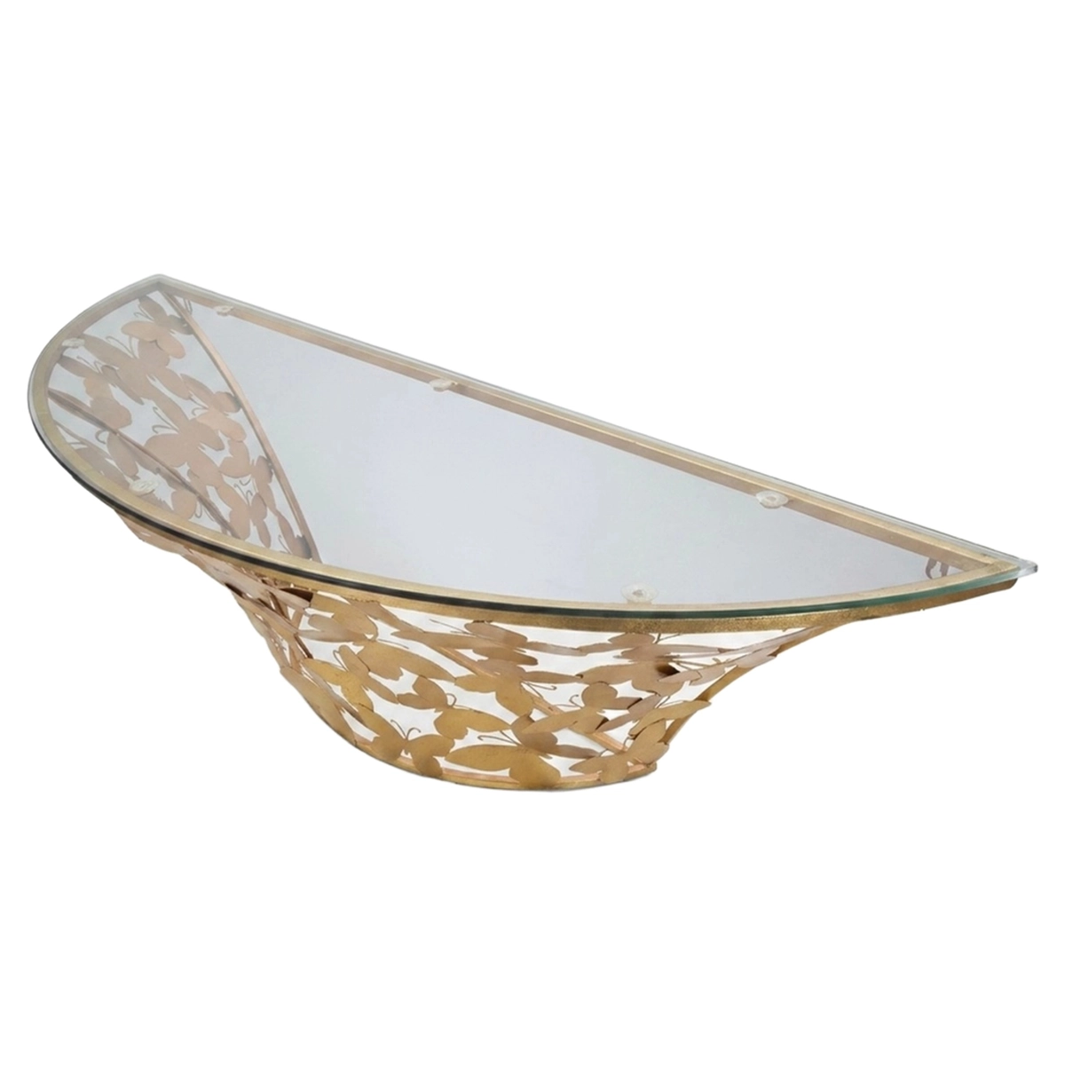 Wall-Mounted Semicircular Metal and Glass Console Table 120 cm Butterflies — 4