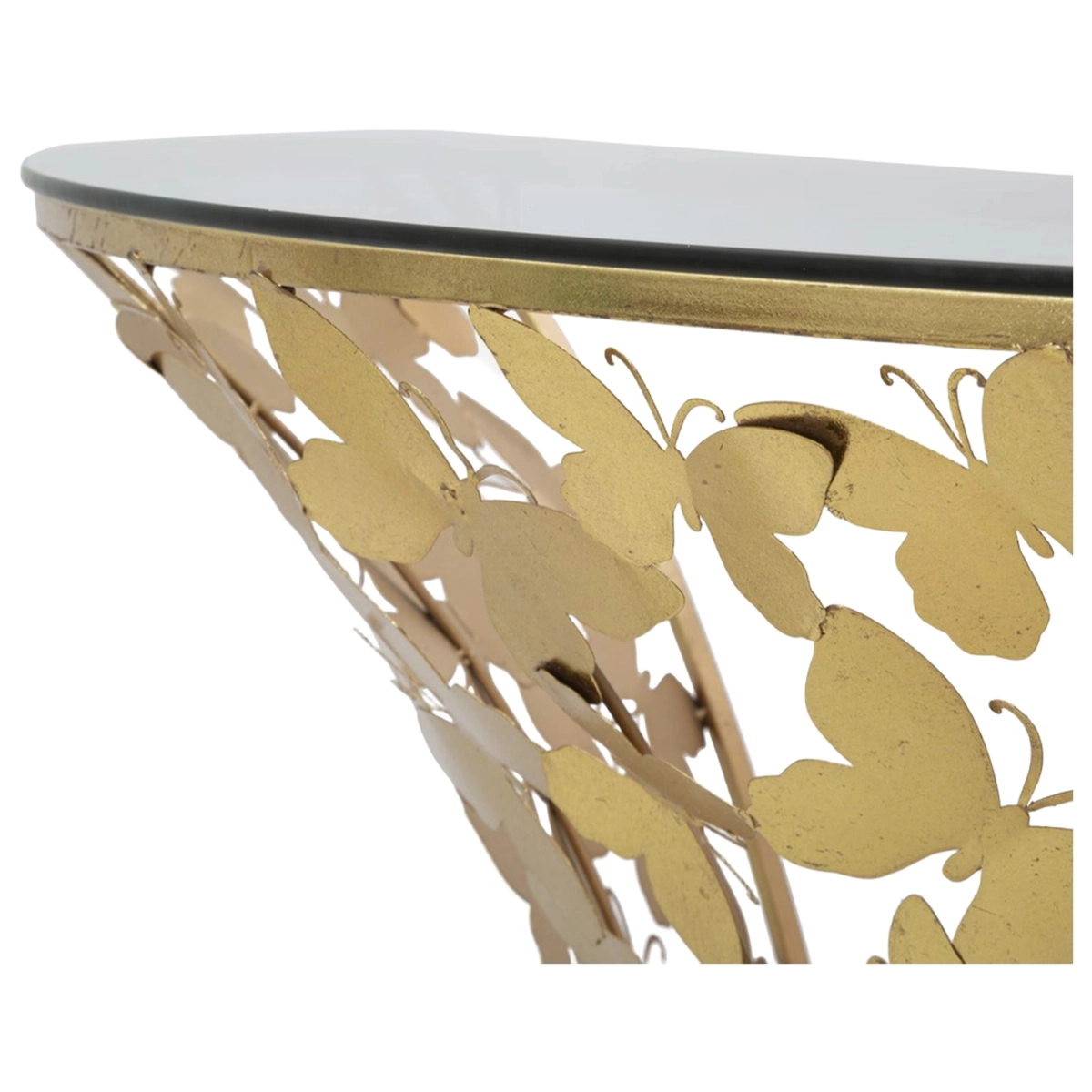 Wall-Mounted Semicircular Metal and Glass Console Table 120 cm Butterflies — 5