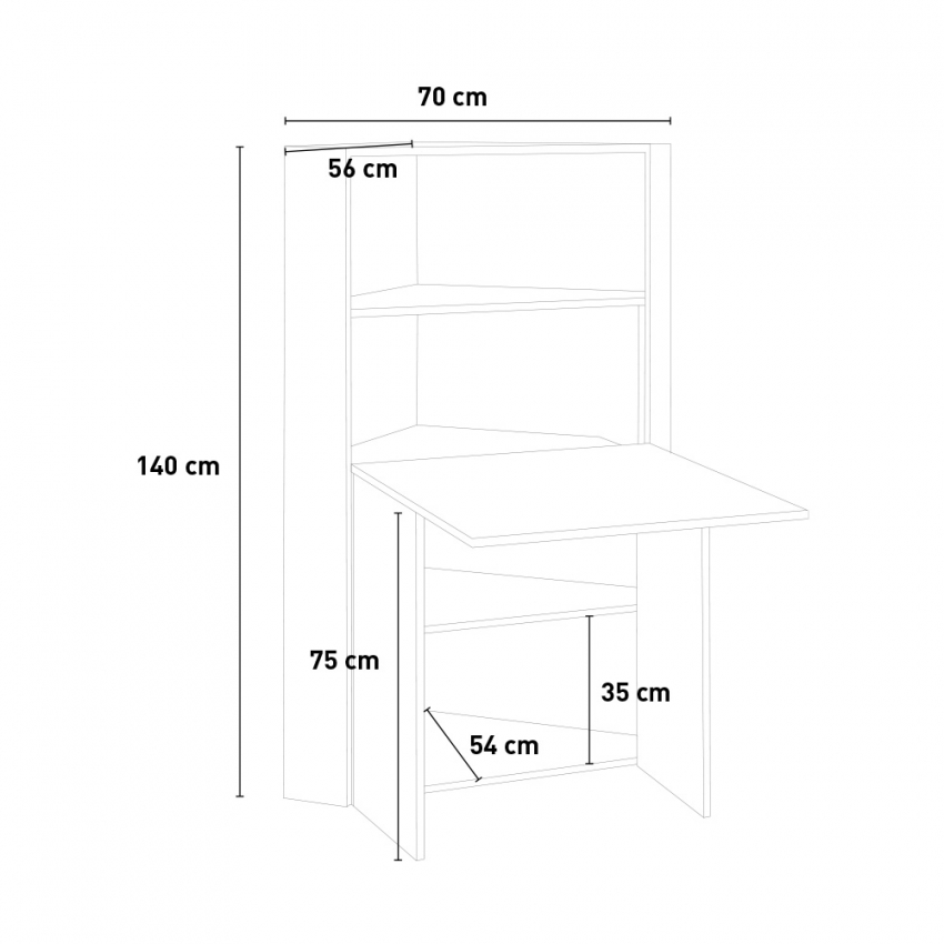 Folding Space-Saving Corner Desk 70x70cm Dalia II — 11