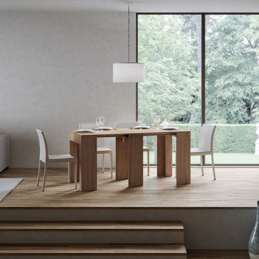 Extendable console dining table 78x47-299cm wood Allin Oak — 4