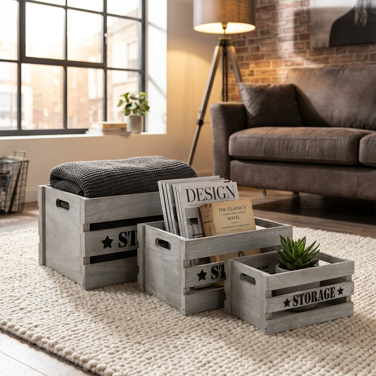 Set of 3 Séline Decorative Wooden Storage Crates Cosma — 3