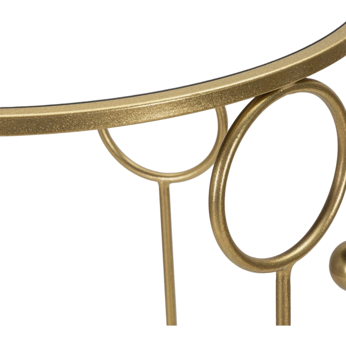 Set of 2 round metal side tables with mirror top Cage — 5