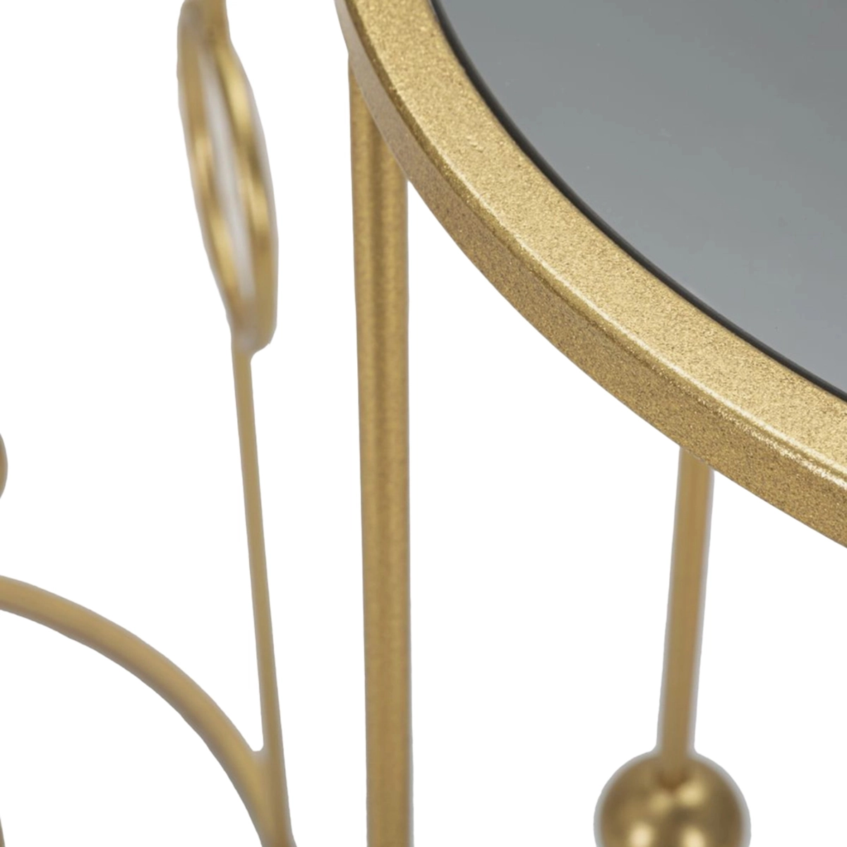Set of 2 round metal side tables with mirror top Cage — 3