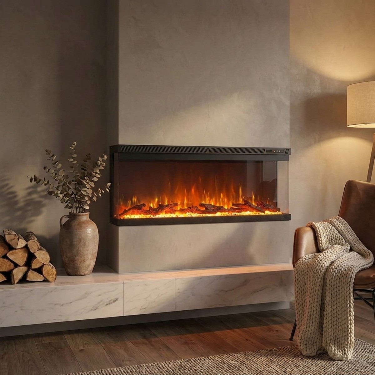 Wall mounted and recessed 3-sided electric fireplace Boston 130 — 2