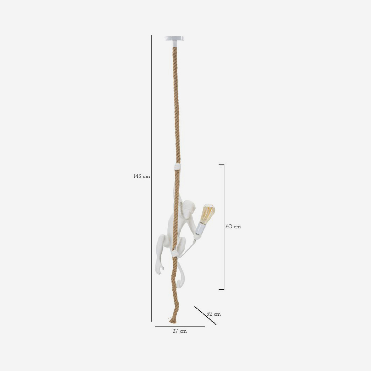 Mauro Ferretti Monkey Polyresin Pendant Light with Rope — 3