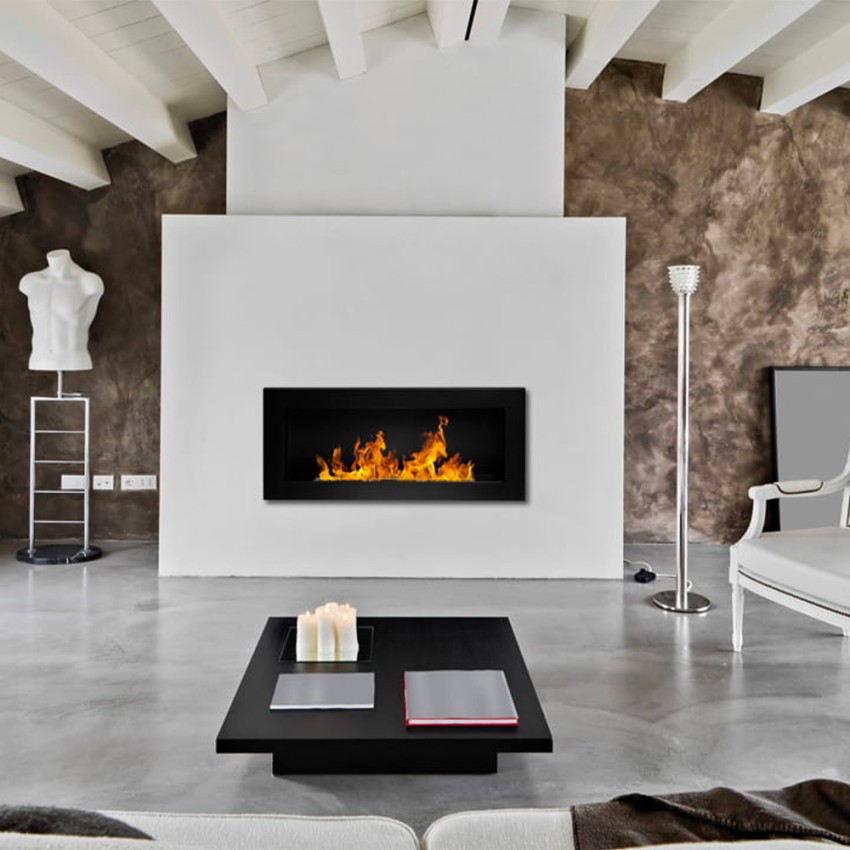 Wall-Mounted & Recessed Bioethanol Fireplace Lucca Nero Divina Fire — 5