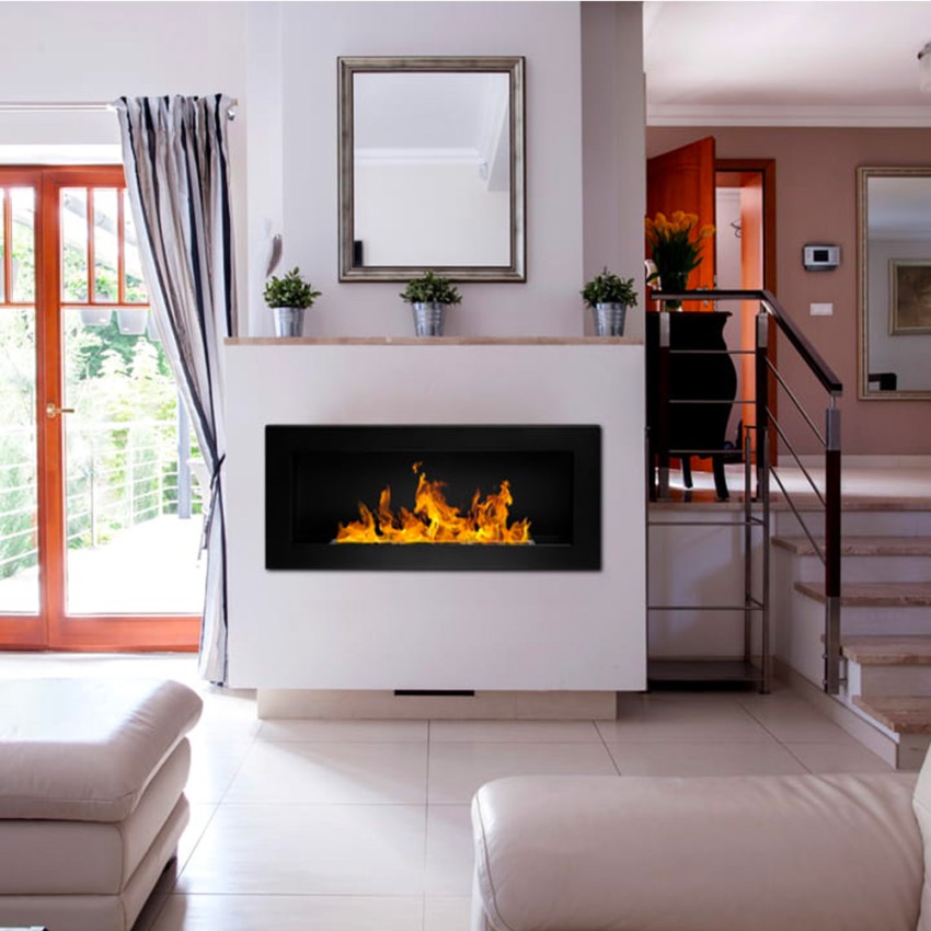 Wall-Mounted & Recessed Bioethanol Fireplace Lucca Nero Divina Fire — 4