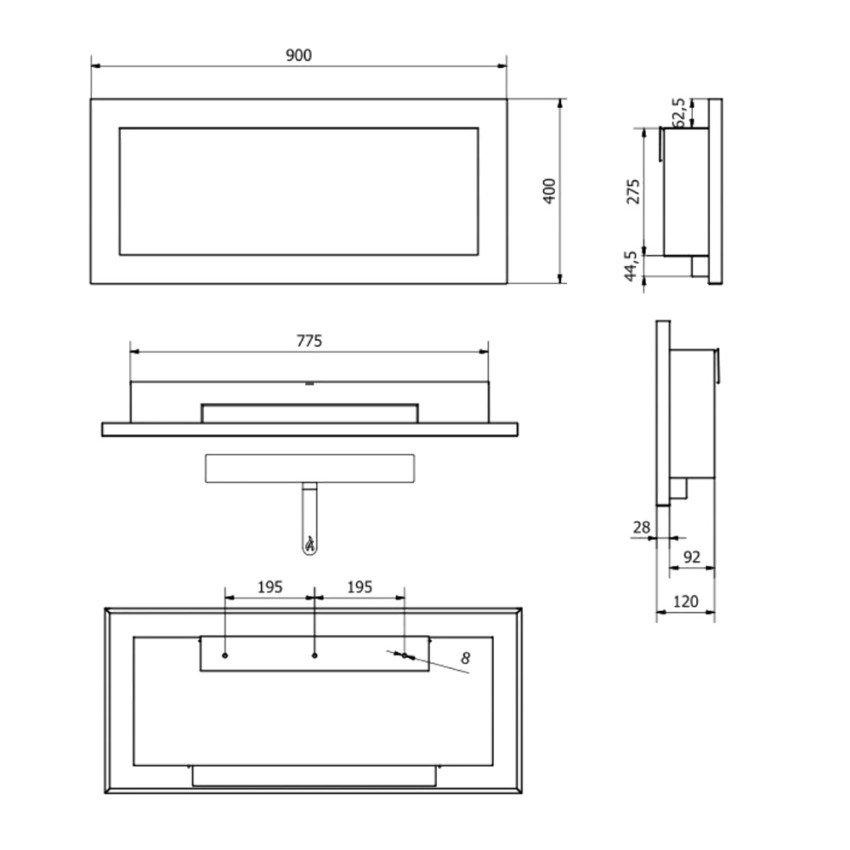 Wall-Mounted & Recessed Bioethanol Fireplace Lucca Nero Divina Fire — 9