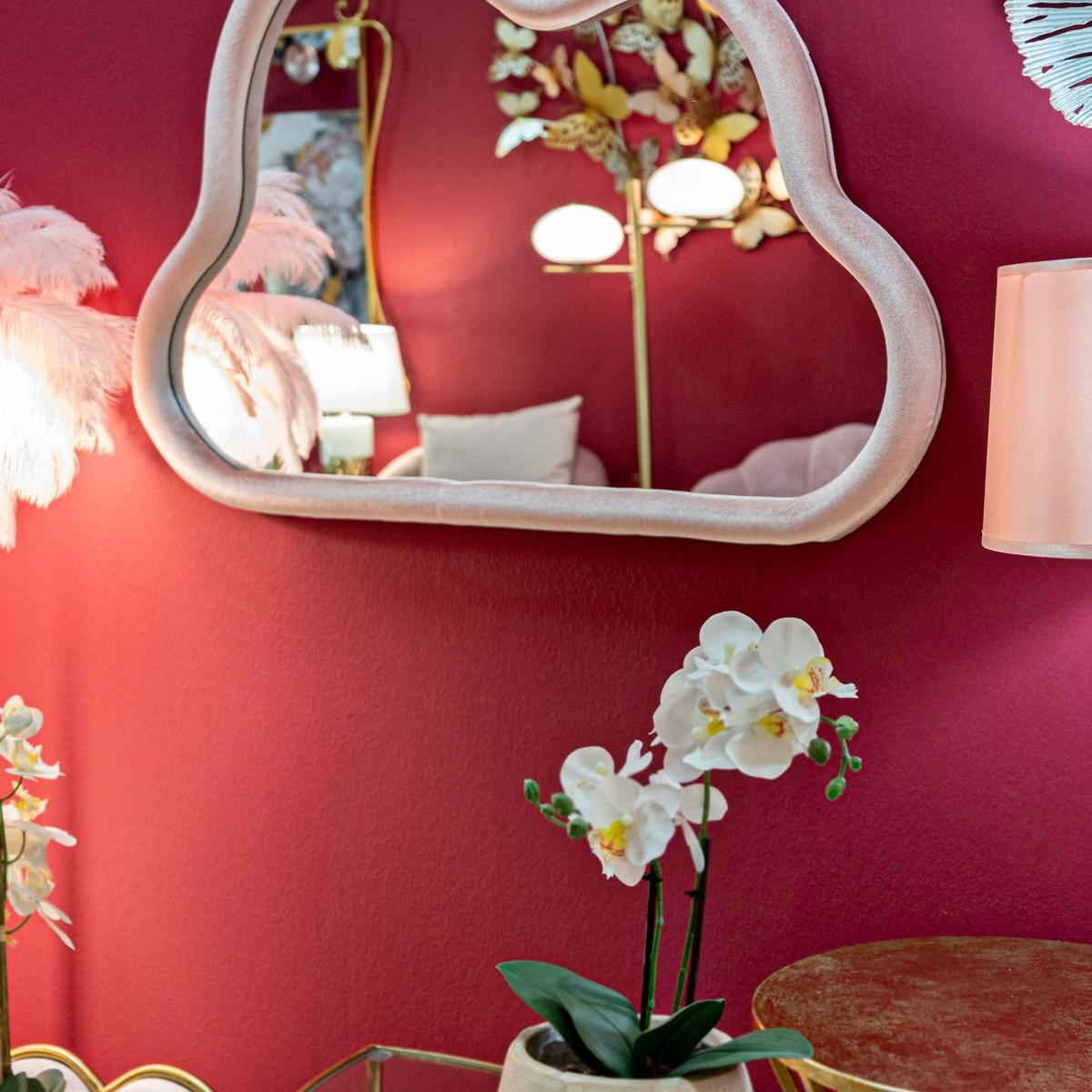 Cloud Cloud-Shaped Wall Mirror with Velvet Frame 90x60cm — 3