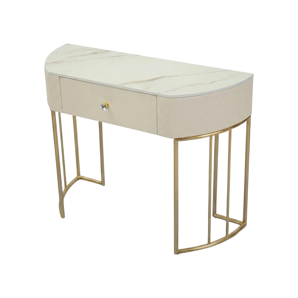 Sharon Console Table with Drawer and Marble Effect Top — 7