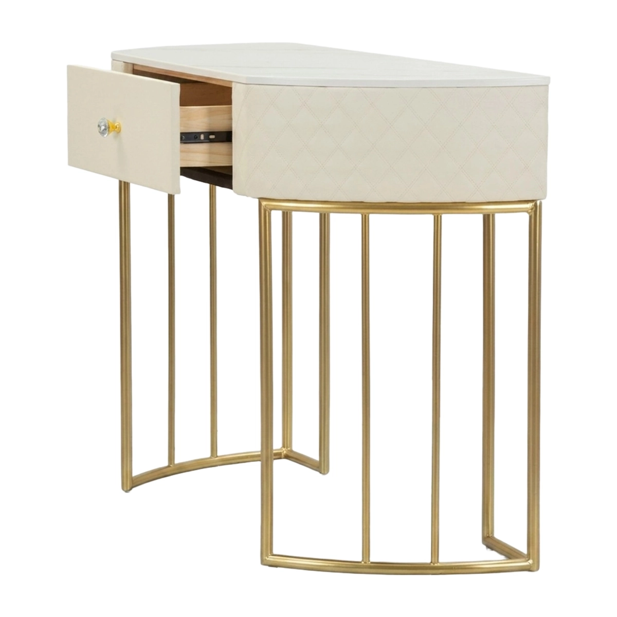 Sharon Console Table with Drawer and Marble Effect Top — 9