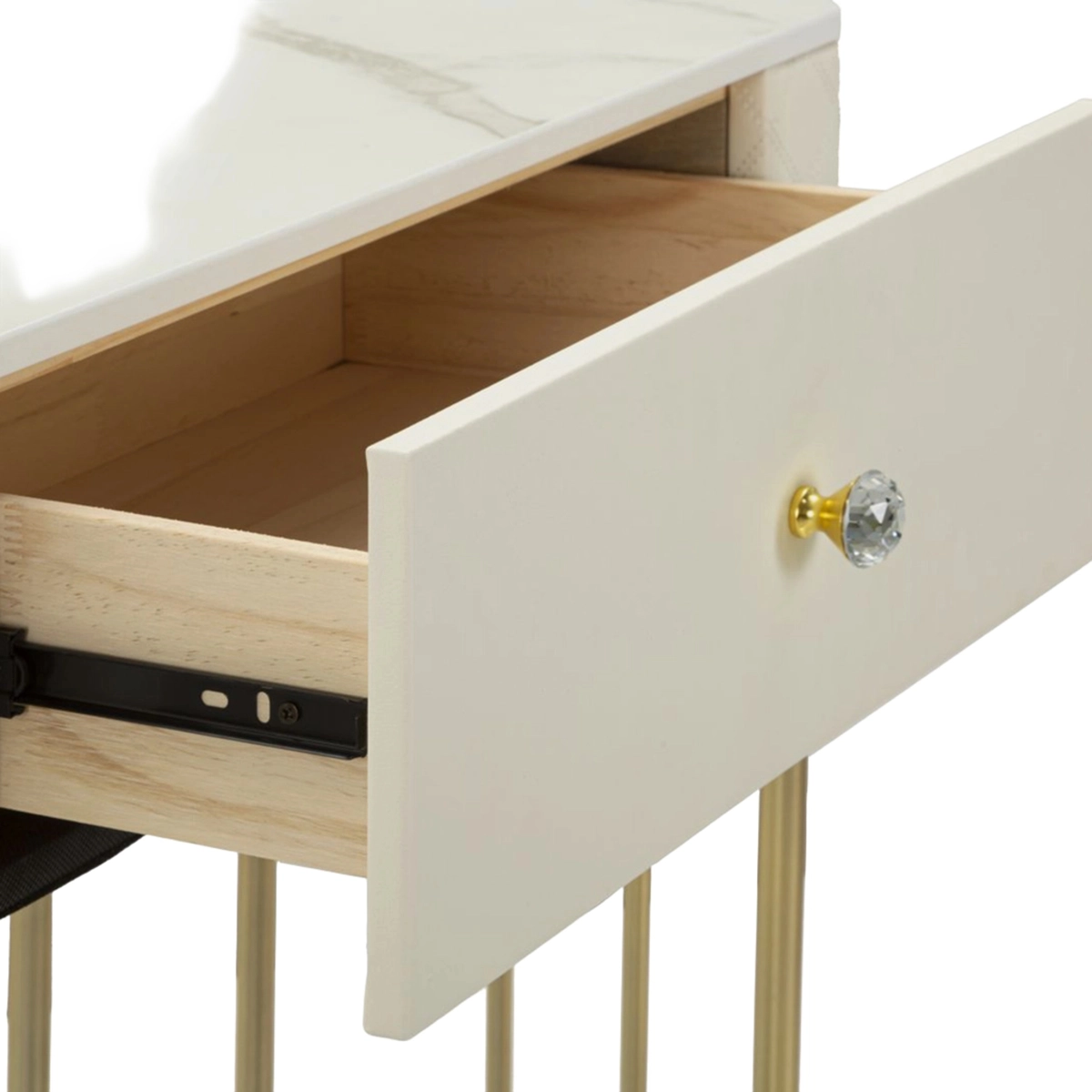 Sharon Console Table with Drawer and Marble Effect Top — 8