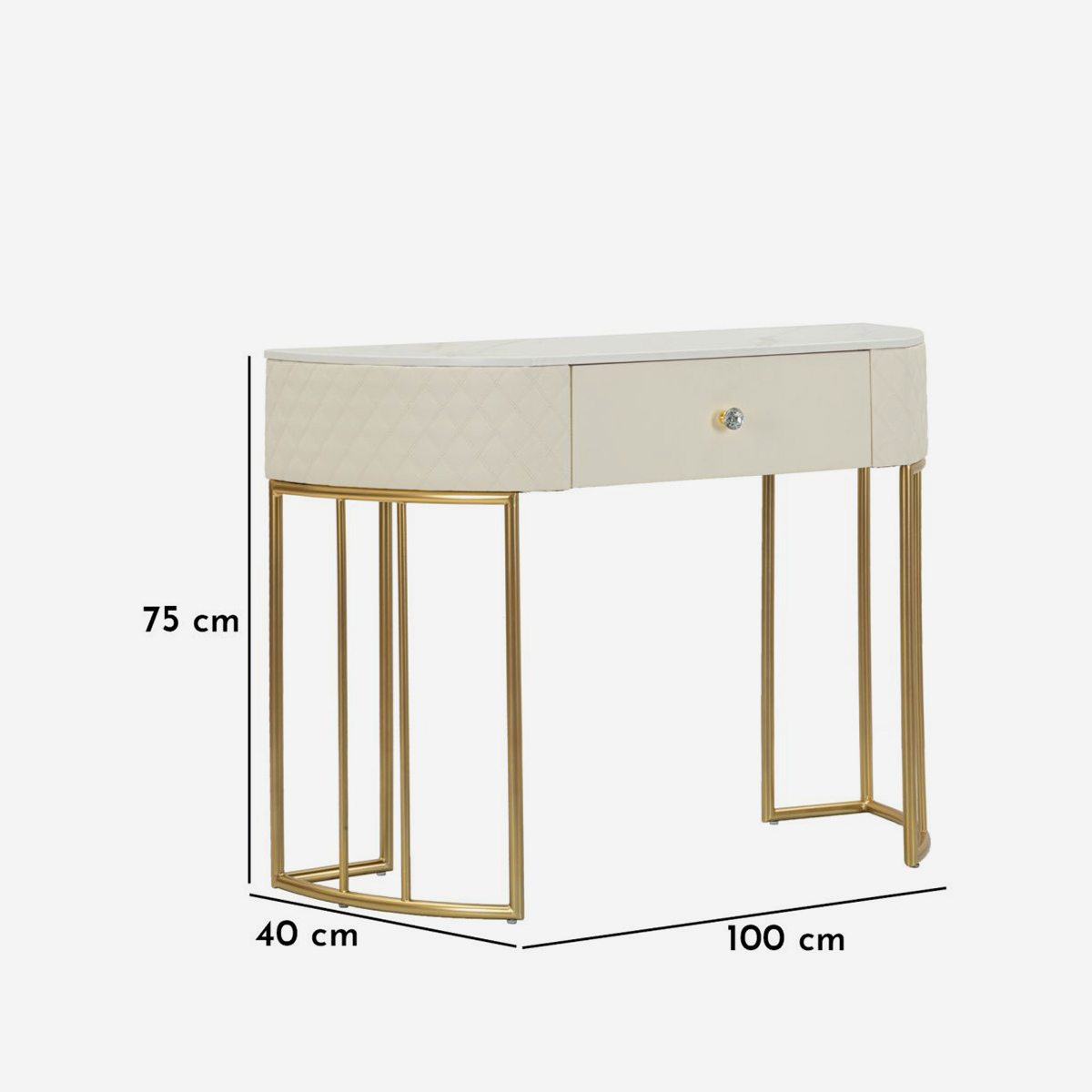 Sharon Console Table with Drawer and Marble Effect Top — 6
