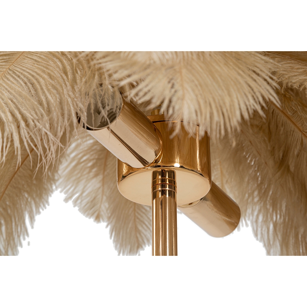Palm S Table Lamp with Feather Lampshade and 2 Lights — 6