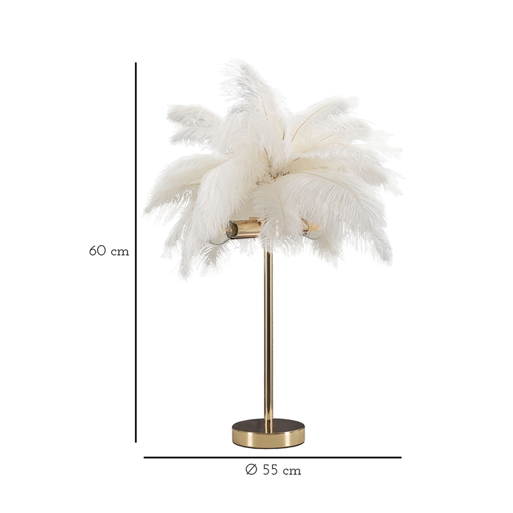 Palm S Table Lamp with Feather Lampshade and 2 Lights — 7