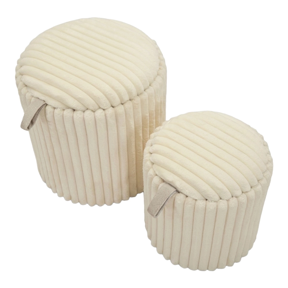 Set of 2 Goteborg Round Storage Ottomans in Poliestere — 7
