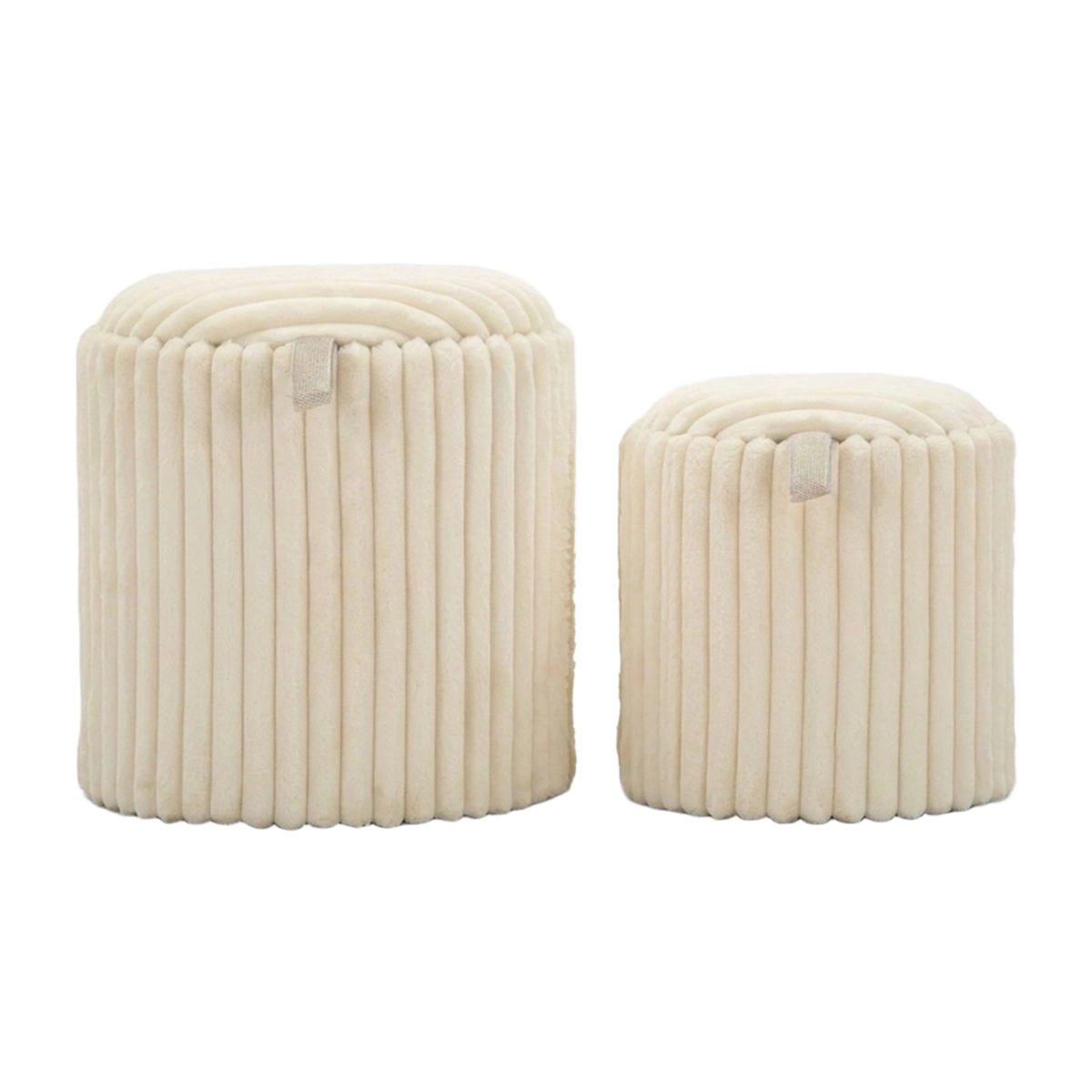 Set of 2 Goteborg Round Storage Ottomans in Poliestere — 1