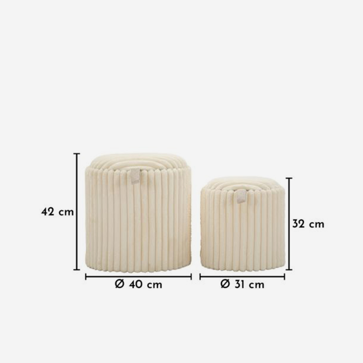 Set of 2 Goteborg Round Storage Ottomans in Poliestere — 6