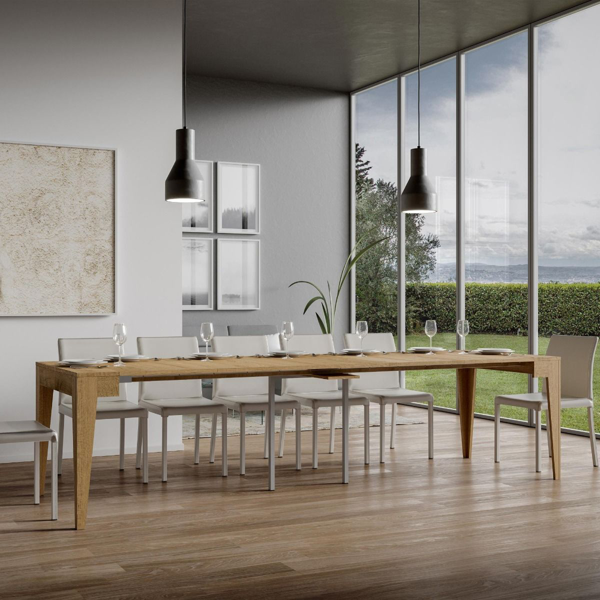 Extendable console table 90x42-302cm wood Itamoby Isotta Oak — 3