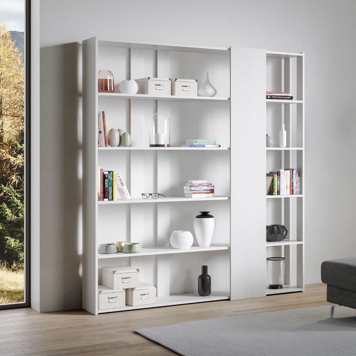 Double-sided 6-shelf bookcase Kato D for office and living room — 3