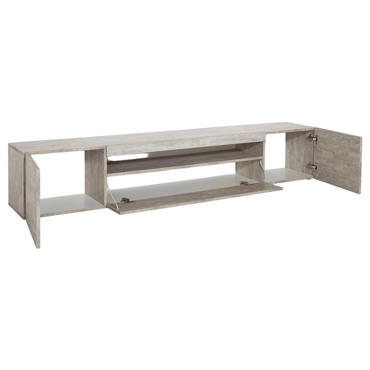 Modern TV cabinet with door and flap drawer 200cm Daiquiri Concrete L — 6