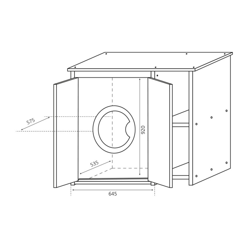 Outdoor Washing Machine Cabinet with 2 Compartments PVC Negrari 5012PRO — 4