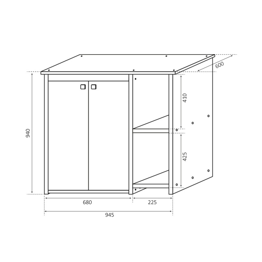 Outdoor Washing Machine Cabinet with 2 Compartments PVC Negrari 5012PRO — 2