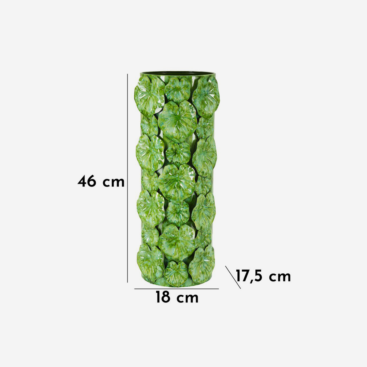 Drop 46 Decorative Iron Cylindrical Vase with Floral Reliefs — 3