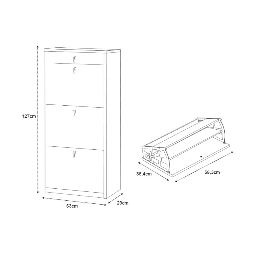 Sarmog Naky Space-Saving 3-Door Shoe Cabinet with Drawer — 6