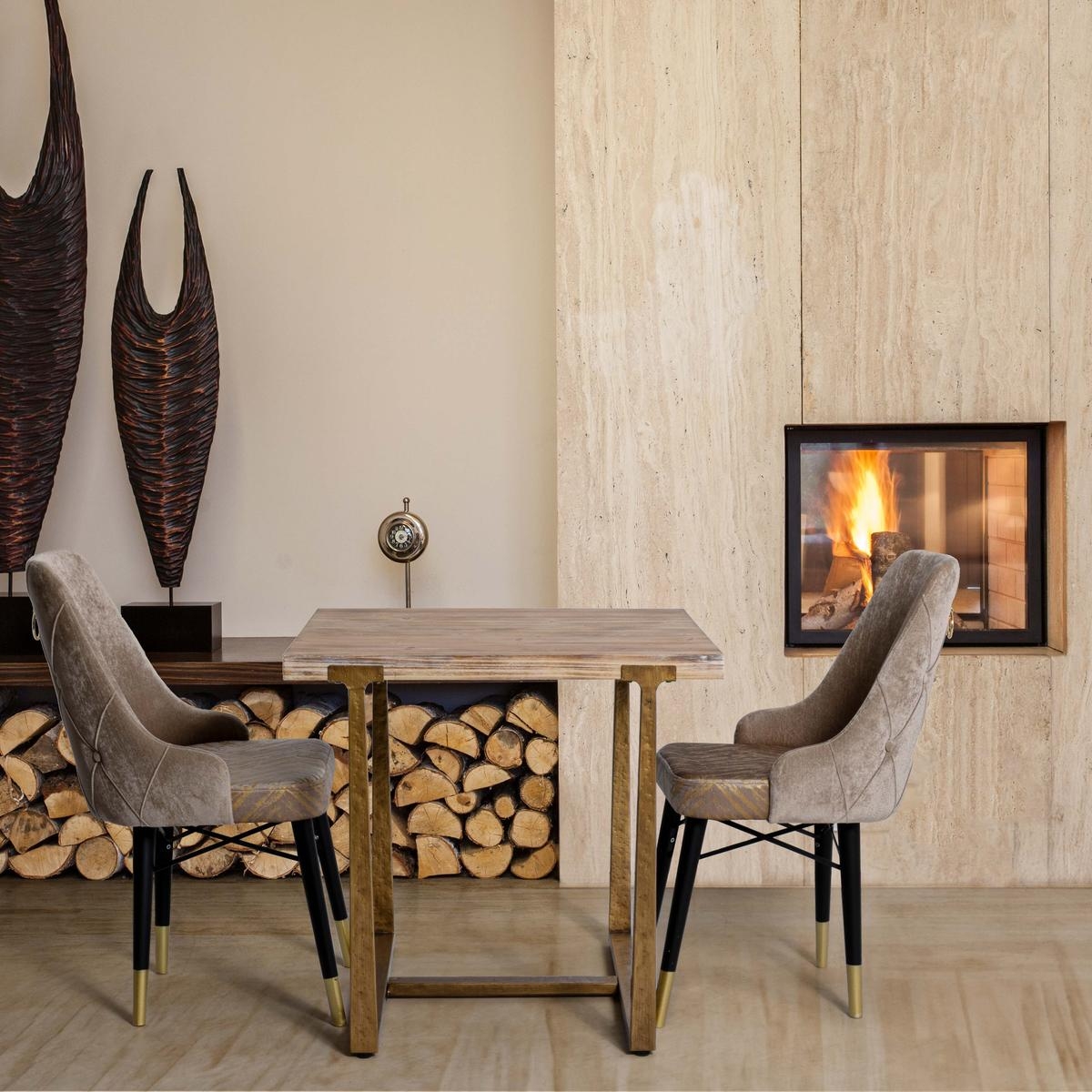 Square Dining Table 80x80 cm Industrial Style Ankara — 2