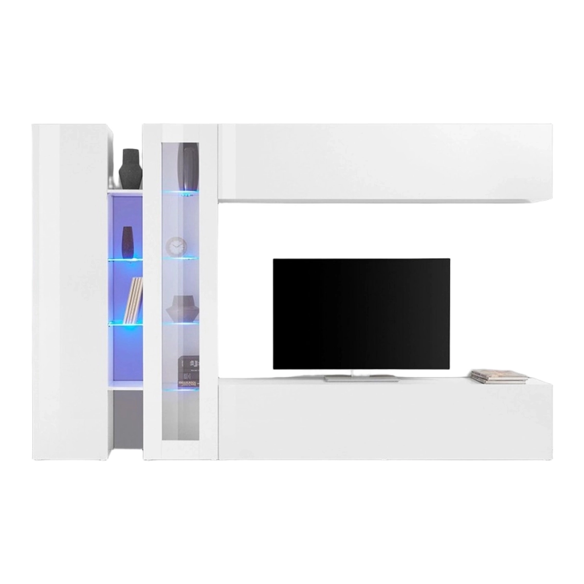 Joy Duet Modern White Living Room Wall Unit with TV Stand — 5