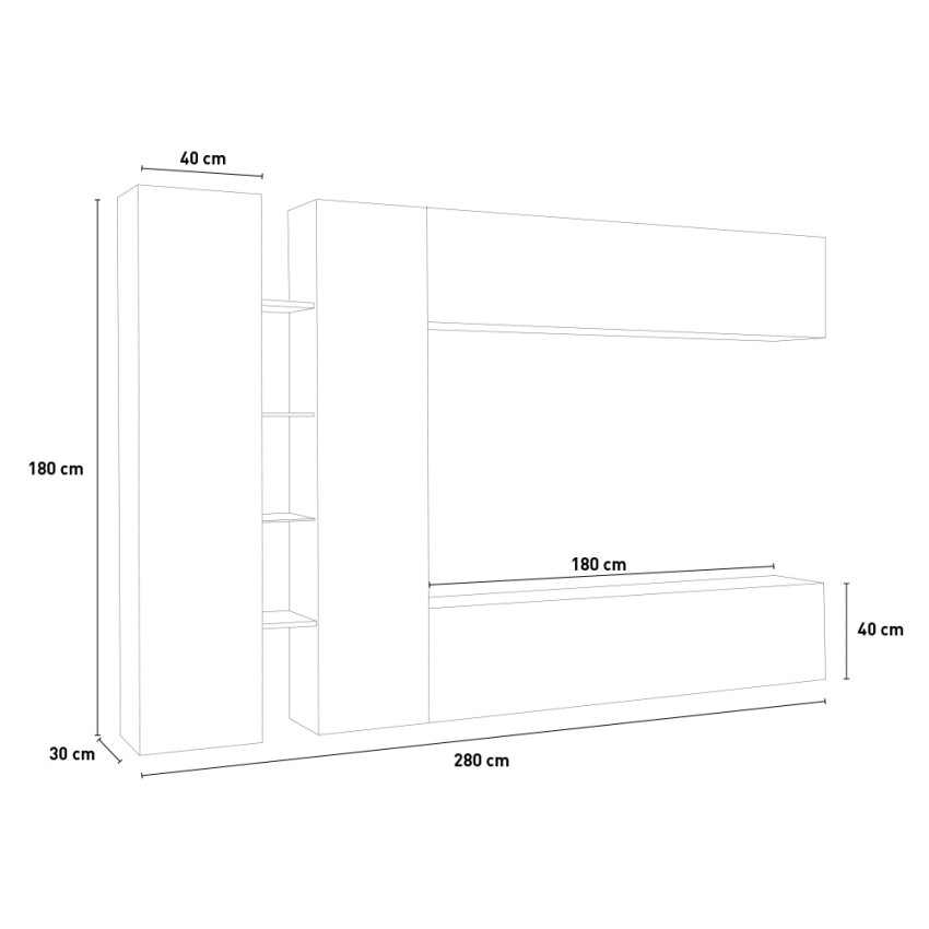 Joy Duet Modern White Living Room Wall Unit with TV Stand — 4