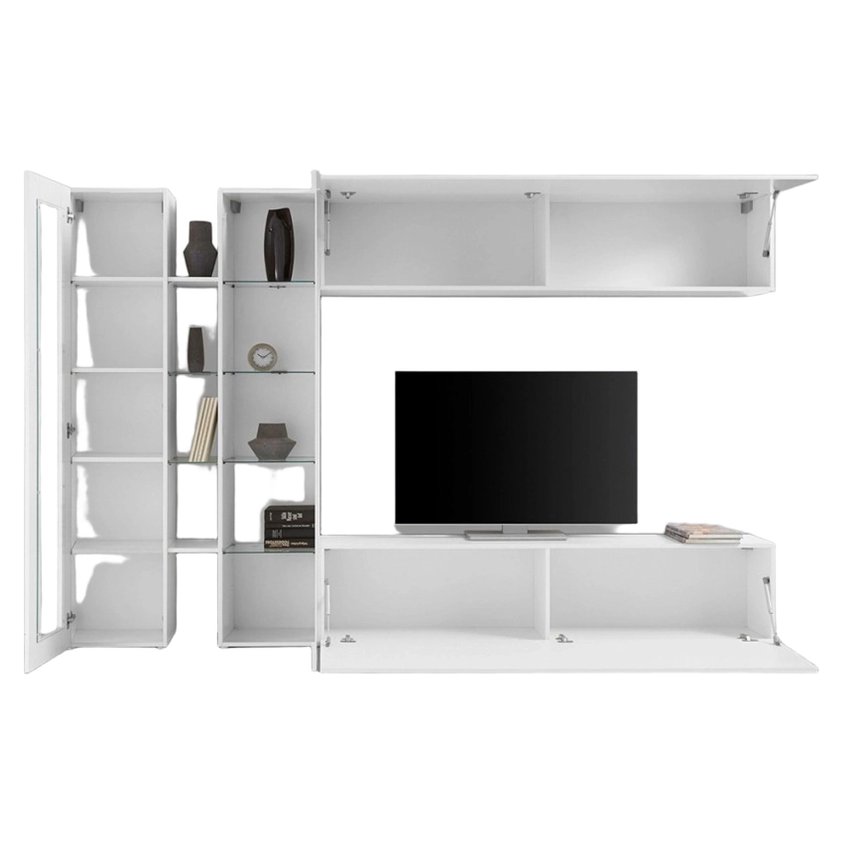 Joy Duet Modern White Living Room Wall Unit with TV Stand — 6