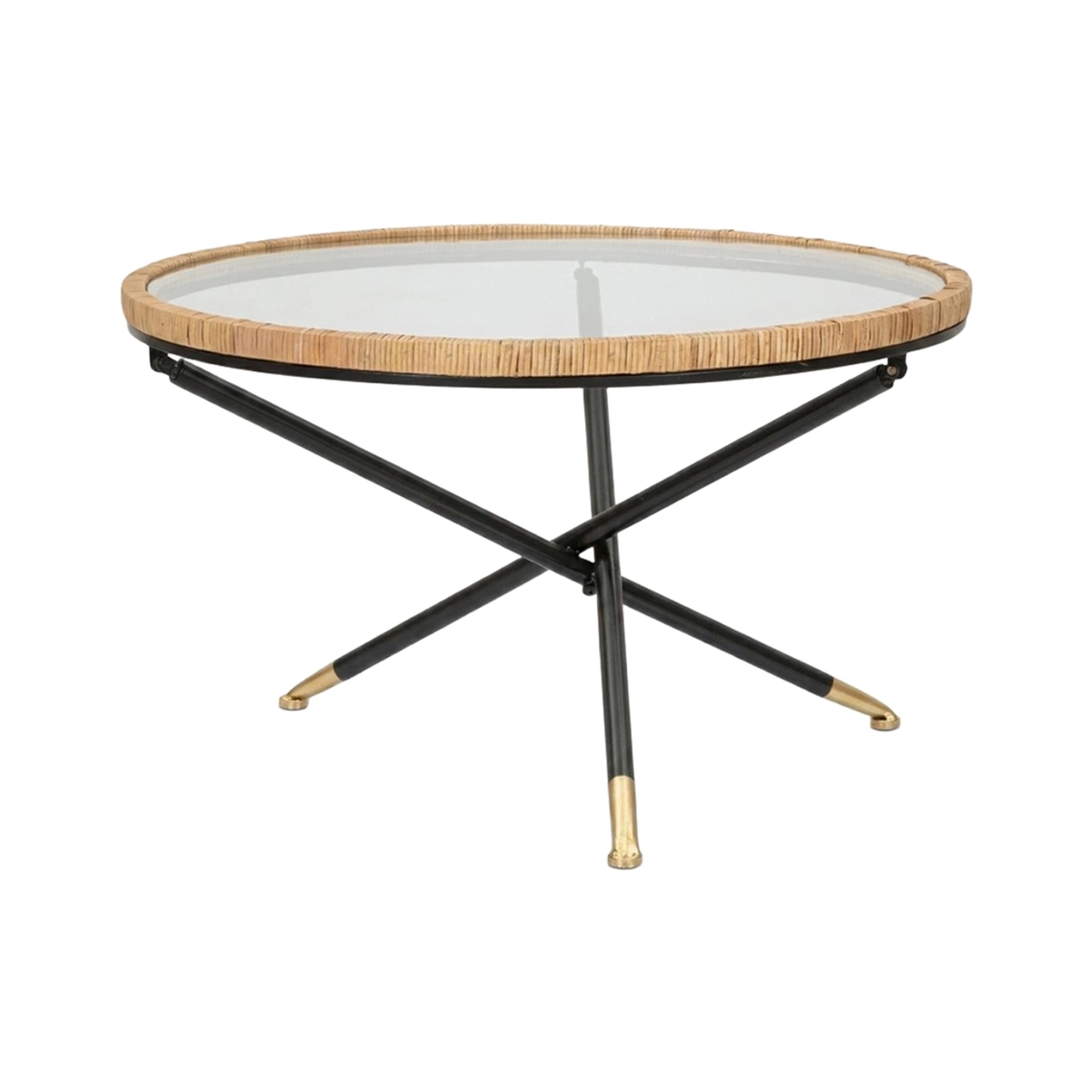 Round Coffee Table in Vetro and Rattan Saint Barth — 1