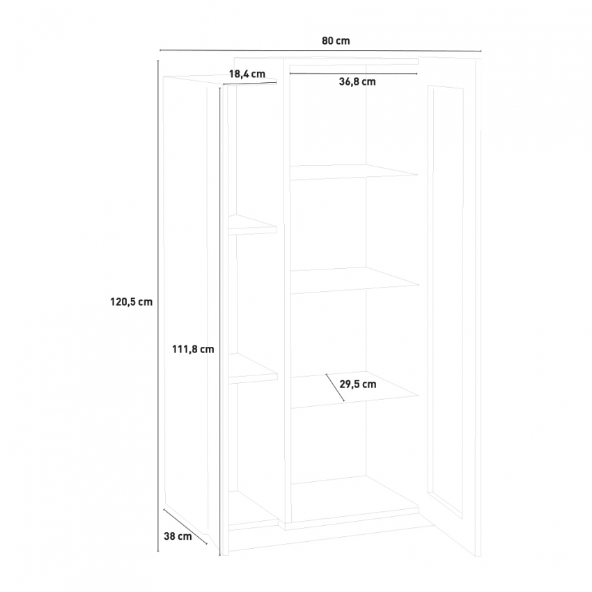 Corona Modern Living Room Display Cabinet, Glossy White and Slate — 6