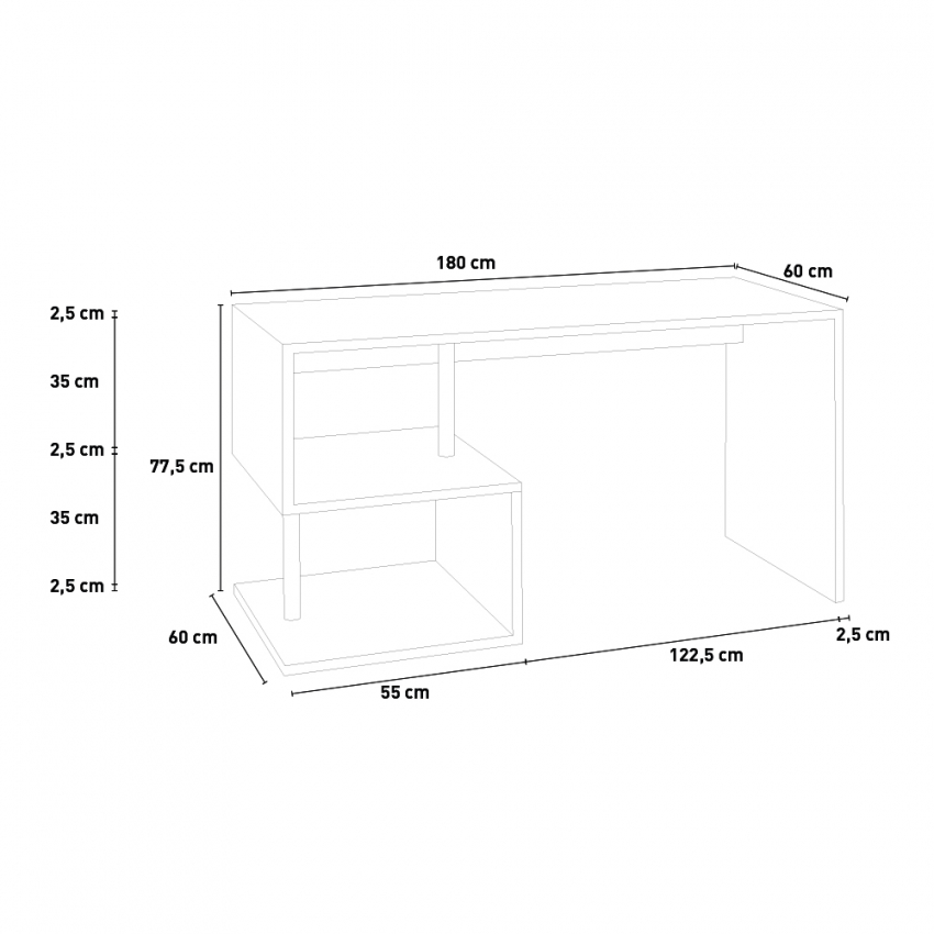 Modern Anthracite Desk 180x60cm for Office or Study - Esse 2 Report — 5