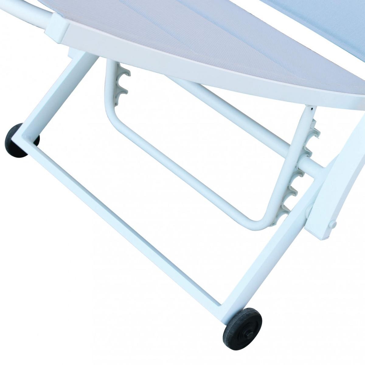 Malaga white stackable garden sun lounger with wheels — 2